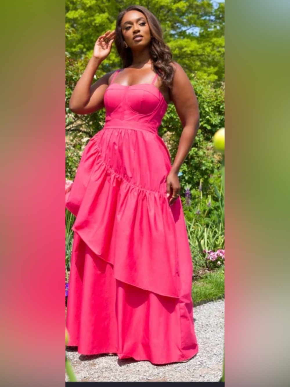 Ragdoll Hot Pink Bustier Tiered Maxi Dress